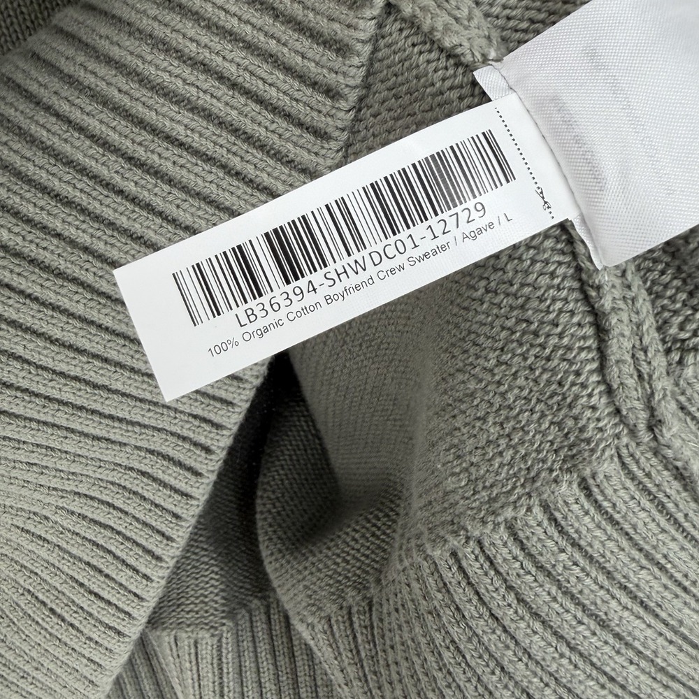 Quince Boyfriend Crew Neck Sweater Womens Large Green Olive 100% Organic Cotton - Picture 7 of 8